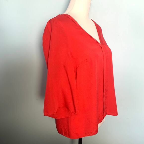 J. Crew 365 Red Silk V-Neck Top Size Small - Picture 6 of 8